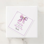 Purple Coquette Bow Baby Shower Bedankjes Labels (In situ)