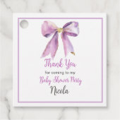 Purple Coquette Bow Baby Shower Bedankjes Labels (Voorkant)