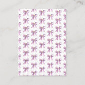 Purple Coquette Bow Baby Shower Diaper Raffle Informatiekaartje (Achterkant)