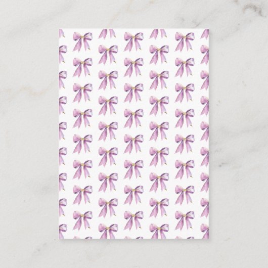 Purple Coquette Bow Baby Shower Diaper Raffle Informatiekaartje (Achterkant)