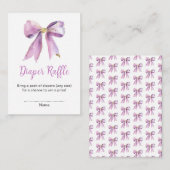 Purple Coquette Bow Baby Shower Diaper Raffle Informatiekaartje (Voorkant / Achterkant)