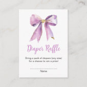 Purple Coquette Bow Baby Shower Diaper Raffle Informatiekaartje (Voorkant)