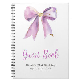 Purple Coquette Bow Birthday Party Guest Book Notitieboek