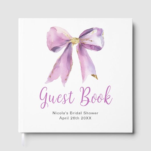 Purple Coquette Bow Bridal Shower Guest Book Gastenboek (Voorkant)