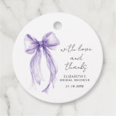 Purple Coquette Bow Bridal Shower Thank You Bedankjes Labels (Voorkant)