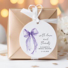 Purple Coquette Bow Bridal Shower Thank You Bedankjes Labels