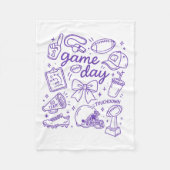 Purple Coquette Bow Cheer Game Day Doodle Touchdow Fleece Deken (Voorkant)