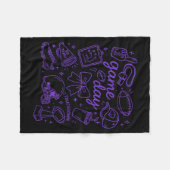 Purple Coquette Bow Cheer Game Day Doodle Touchdow Fleece Deken (Voorkant (Horizontaal))