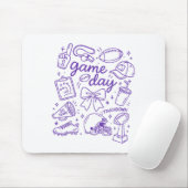 Purple Coquette Bow Cheer Game Day Doodle Touchdow Muismat (Met muis)