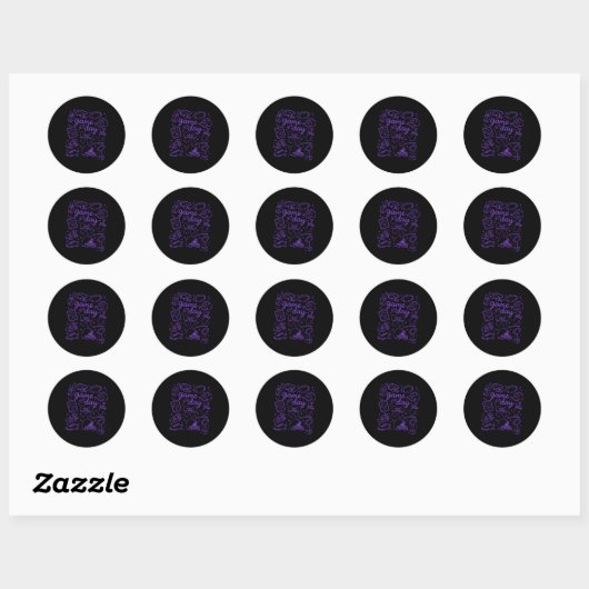 Purple Coquette Bow Cheer Game Day Doodle Touchdow Ronde Sticker (Vel)