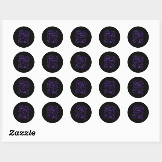 Purple Coquette Bow Cheer Game Day Doodle Touchdow Ronde Sticker (Vel)