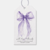 Purple Coquette Bow Watercolor Bridal Shower Cadeaulabel (Voorkant)