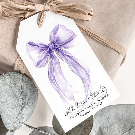 Purple Coquette Bow Watercolor Bridal Shower Cadeaulabel