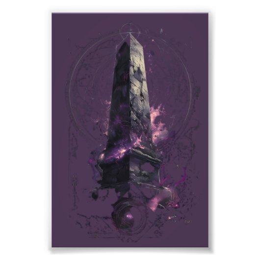 Purple Cosmic Obelisk Occult Dark Art Foto Afdruk (Voorkant)