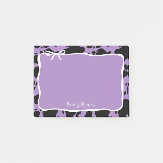 Purple Cow Print & White Bow With Your Name Post-it® Notes (Voorkant)