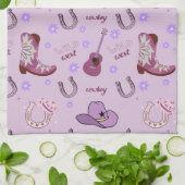 Purple Cowboy Wild West All over print Pattern Theedoek (Gevouwen)