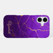 Purple Cracked Texture iPhone 16 Hoesje (Achterkant horizontaal)