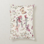 Purple Cream Butterflies Floral Believe Dreams Accent Kussen (Voorkant(Verticaal))