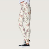 Purple Cream Butterflies Floral Leggings (Links)