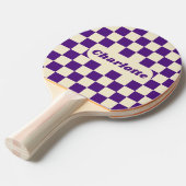 Purple & Cream Checker with Name Tafeltennisbatje (Voorkant Gekanteld)
