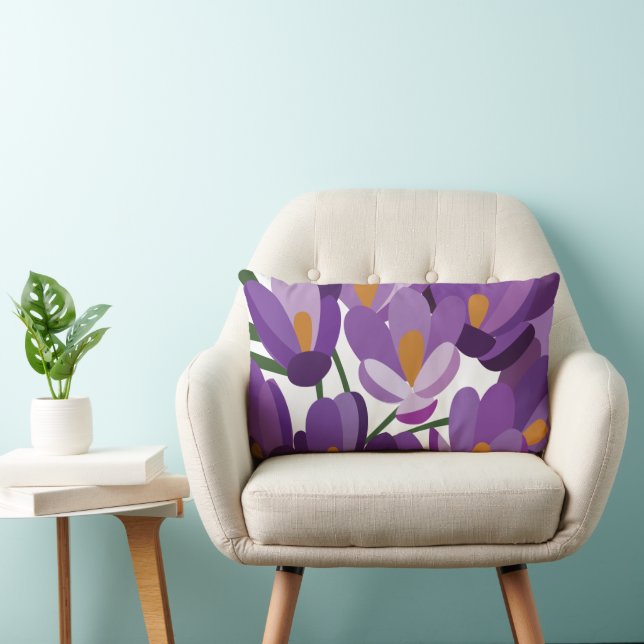 Purple Crocus Floral Kussen (Stoel)