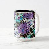 Purple Crystal Floral Blooms Tweekleurige Koffiemok (Voorkant rechts)