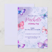 Purple Cute Watercolor Birthday Invitation Card Kaart (Voorkant / Achterkant)