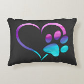Purple Cyan Dog paw Print Heart  Accent Kussen (Voorkant)