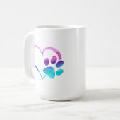 Purple Cyan Dog paw Print Heart  Koffiemok (Voorkant links)