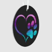 Purple Cyan Dog paw Print Heart  Ornament (voorkant)