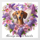 Purple Dachshund Floral Heart Raamsticker (Vel)
