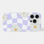 Purple Daisy Checkered Phone Case iPhone Hoesje (Achterkant horizontaal)
