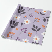 Purple Daisy Floral Pattern - Seamless Botanical  Cadeaupapier (Uitgerold)