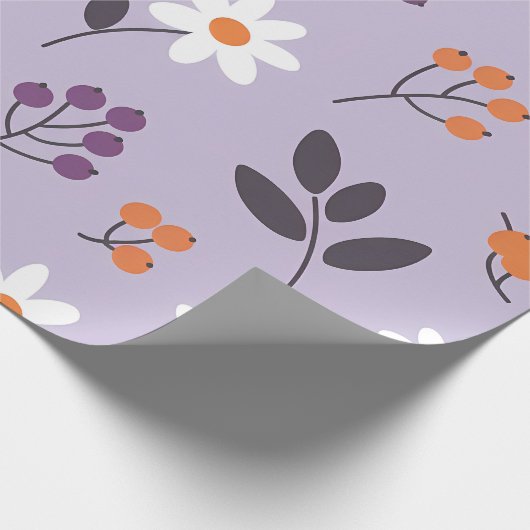Purple Daisy Floral Pattern - Seamless Botanical  Cadeaupapier (Hoek)