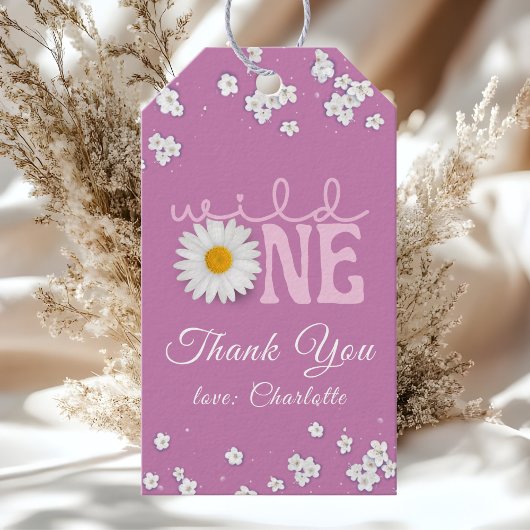 Purple Daisy Wild One 1st Birthday  Cadeaulabel