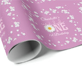 Purple Daisy Wild One 1st Birthday  Cadeaupapier (Rol Hoek)
