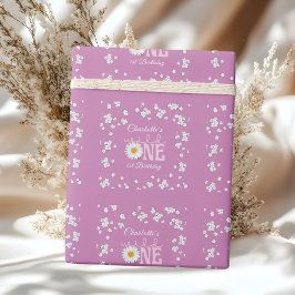 Purple Daisy Wild One 1st Birthday Cadeaupapier