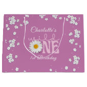 Purple Daisy Wild One 1st Birthday  Groot Cadeauzakje (Voorkant)