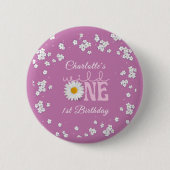 Purple Daisy Wild One 1st Birthday Ronde Button 5,7 Cm (Voorkant)