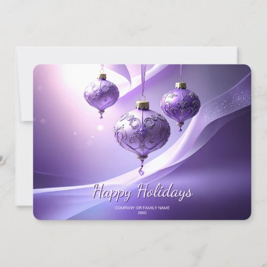Purple Decorative Christmas Ball Holiday Card Feestdagenkaart (Voorkant)