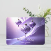 Purple Decorative Christmas Ball Holiday Card Feestdagenkaart (Staand voorkant)