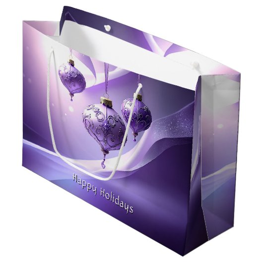 Purple Decorative Christmas Ball Holiday Gift Bag Groot Cadeauzakje (Voorkant Gekanteld)