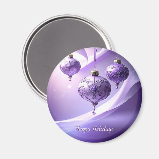 Purple Decorative Christmas Ball Holiday Magnet (Voorkant / Achterkant)