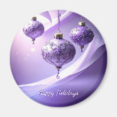 Purple Decorative Christmas Ball Holiday Magnet (Voorkant)