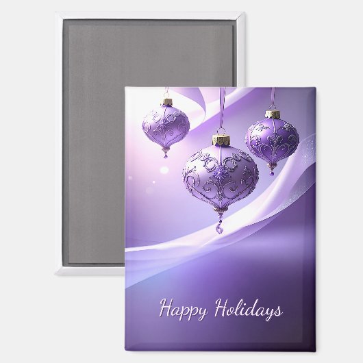 Purple Decorative Christmas Ball Holiday Magnet (Voorkant / Achterkant)