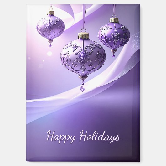 Purple Decorative Christmas Ball Holiday Magnet (Voorkant)