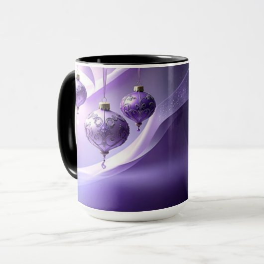 Purple Decorative Christmas Ball Holiday Mug Mok (Voorkant links)