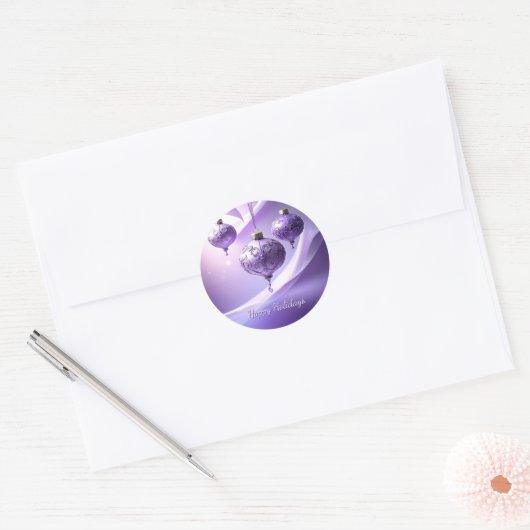 Purple Decorative Christmas Ball Holiday Sticker (Envelop)