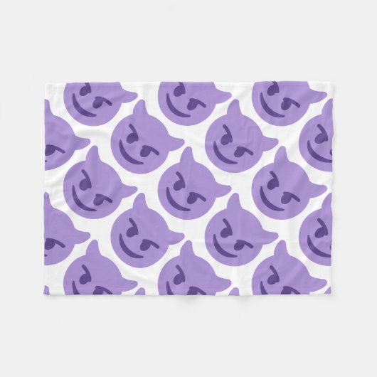 Purple Devil Emoji Fleece Deken (Voorkant (Horizontaal))