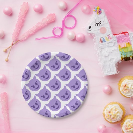 Purple Devil Emoji Papieren Bordje (Feest)